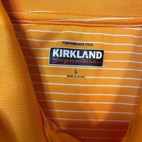 Men’s Kirkland size large orange striped polo shirt - Picture 3 of 4